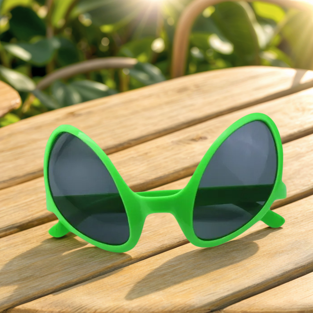 Men'S Accessories Fashion - Green Alien Martian Quirky Sunglasses 2D