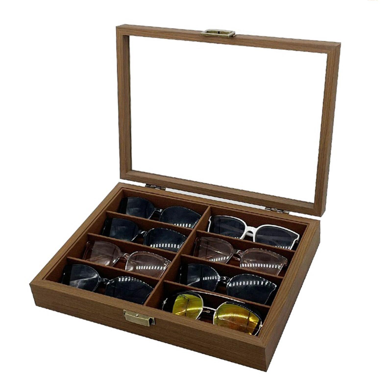 Men Accessories Drawing - Wooden Sunglasses Organizer Box 8 Grids